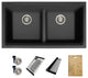 33" Dual Mount Workstation Double Bowl Black Granite Kitchen Sink