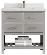 Willow Collections Parker Vanity, Gray, Empira White Quartz, 36"