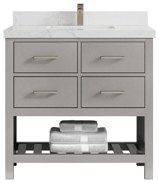 Willow Collections Parker Vanity, Gray, Empira White Quartz, 36"