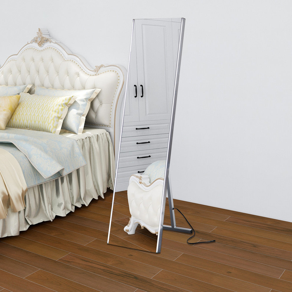 Vanity Art LED Lighted Floor Mirror With Sensor Switch