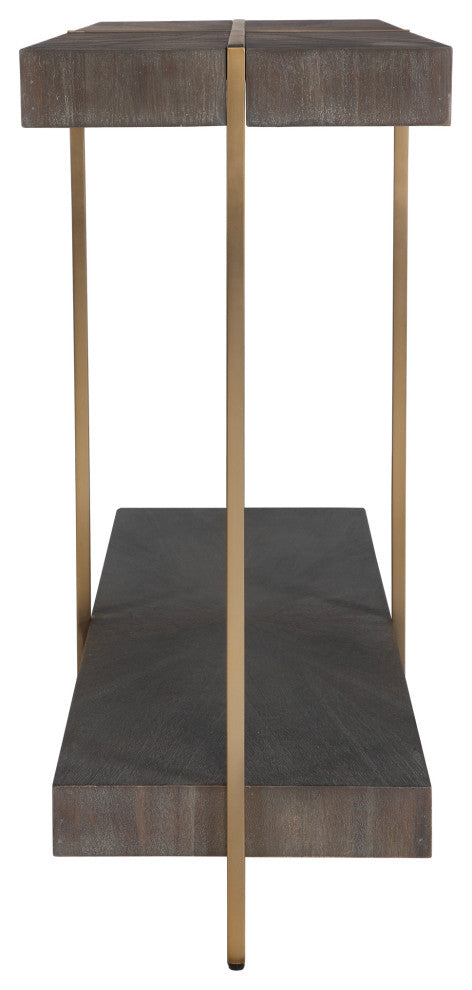 Taja Modern Brass / Wood Console Table
