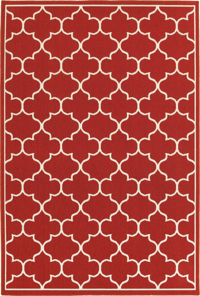 Oriental Weavers Meridian Red/Ivory Lattice Indoor/Outdoor Rug 5'3"X7'6"
