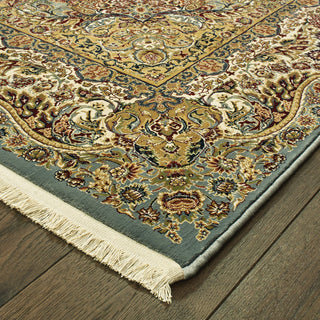 Mackenzie Medallion Blue/Gold Area Rug, 2'3"x10'