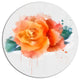 Orange Rose With Green Leaves, Floral Large Disc Metal Wall Art, 11"