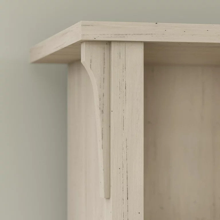 Classic Farmhouse Desk & Hutch, Cabinet & Multiple Compartments, Antique White