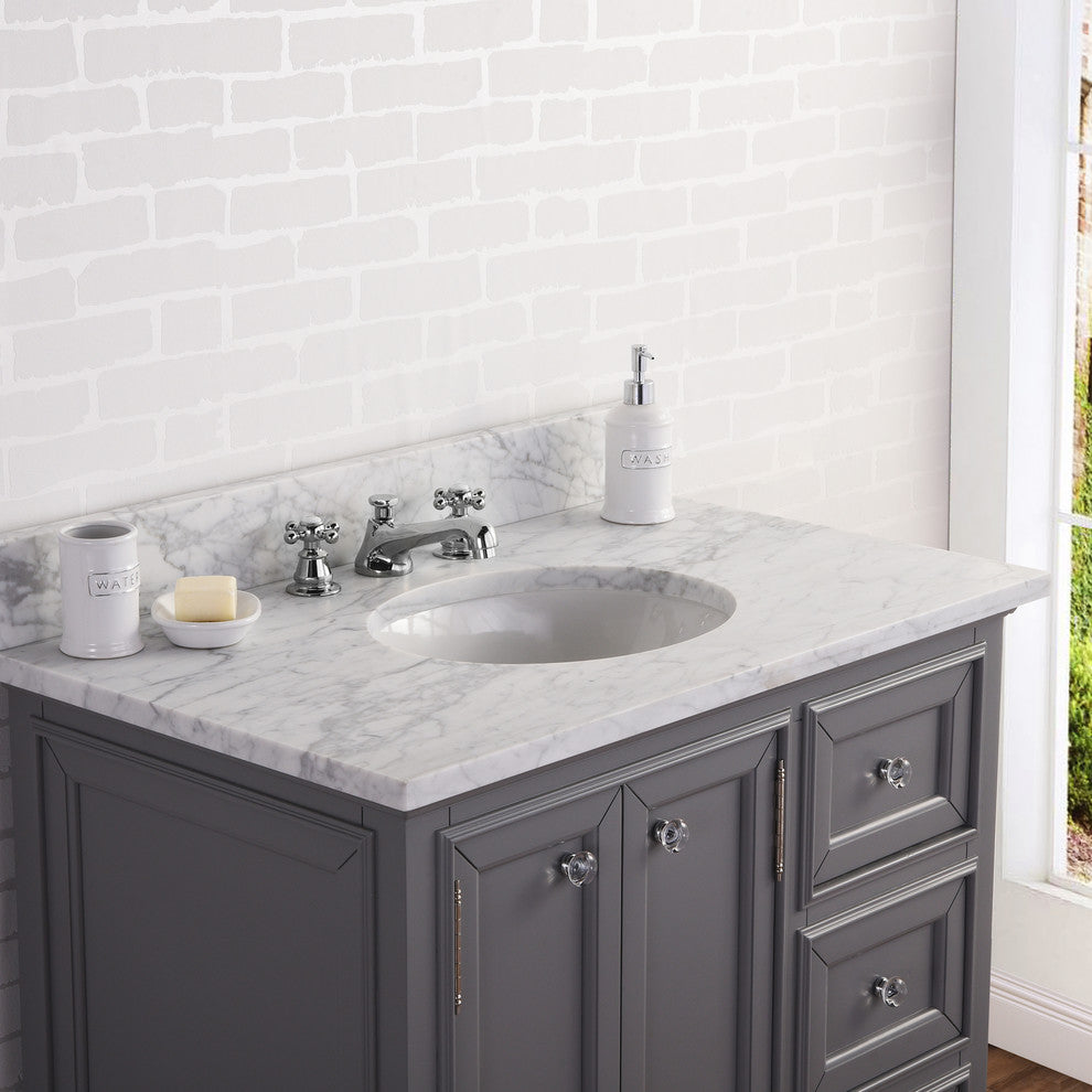36" Wide Cashmere Gray Single Sink Bathroom Vanity, Faucet Included