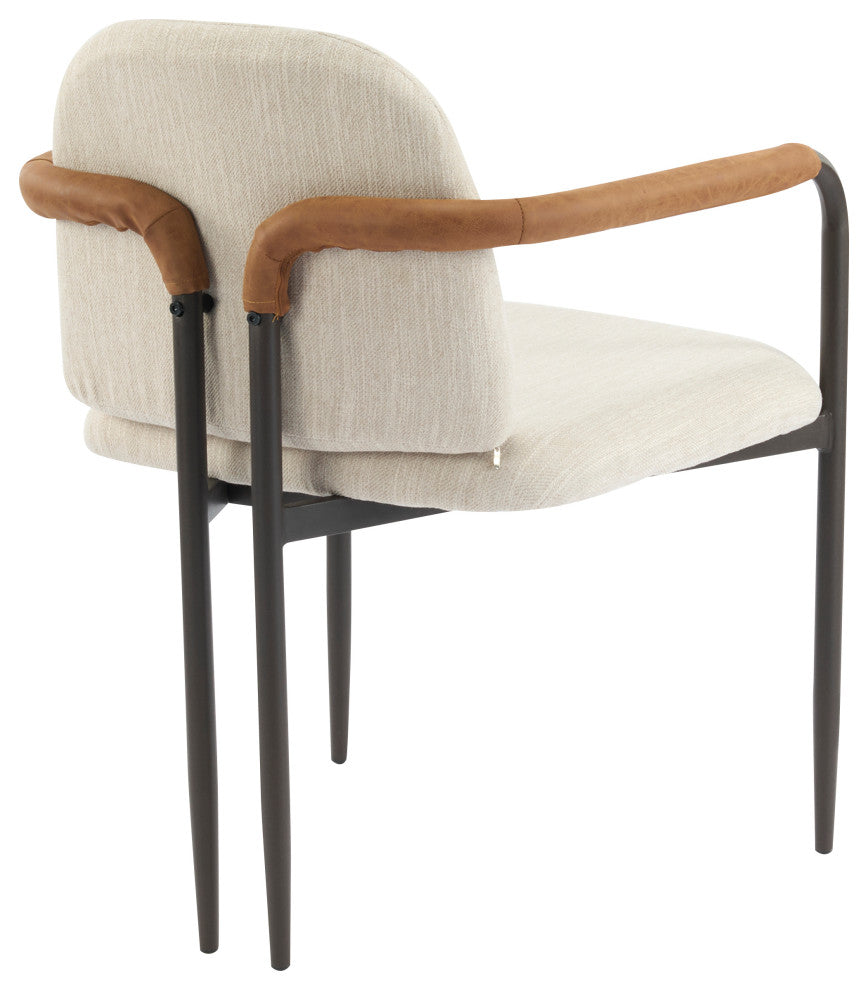 GDF Studio Modern Dining Chair With Iron Frame, Set of 2, Espresso/Beige