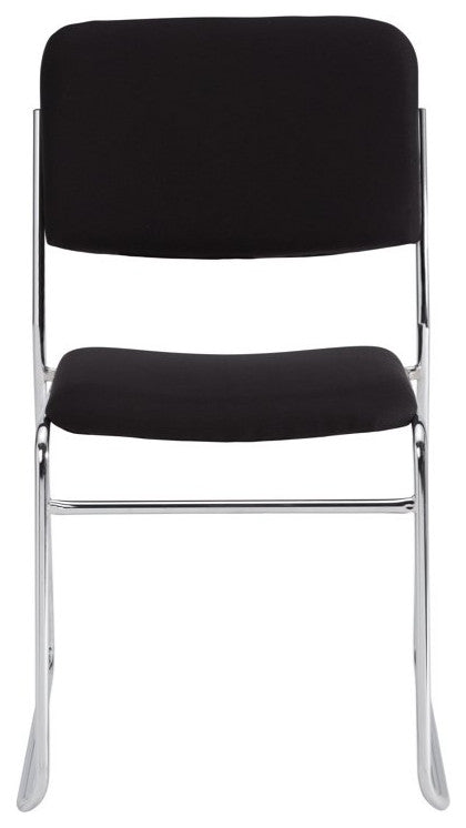4 Pack Stackable Multipurpose Chair, Chrome Frame With Black Fabric Seat & Back