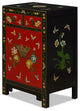 Red and Black Hand Painted Elmwood Butterfly Motif Oriental Cabinet