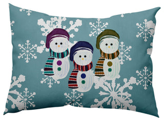 Sock Snowmen Decorative Throw Pillow, Blue-Gray, 14"x20"
