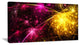 Yellow Pink Colorful Fireworks, Oversized Abstract Canvas Art Print, 60x28
