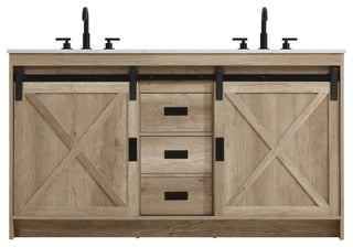 Home Living 60" Double Bathroom Vanity, Natural Oak