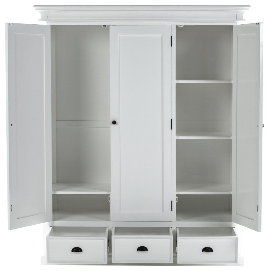 62" Off White Solid Wood Frame Standard Curio Cabinet With Six Shelves