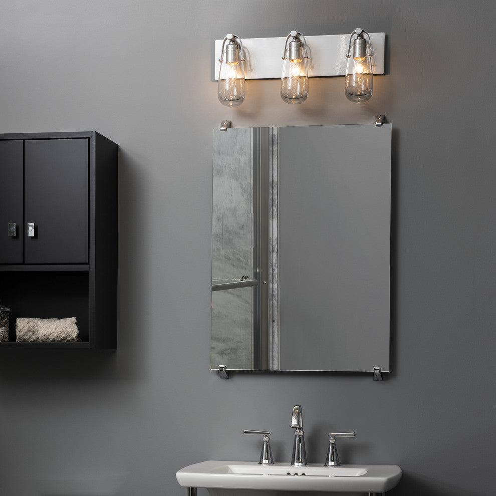 Eos 3-Light Bath Sconce, Sterling Finish, Clear Glass