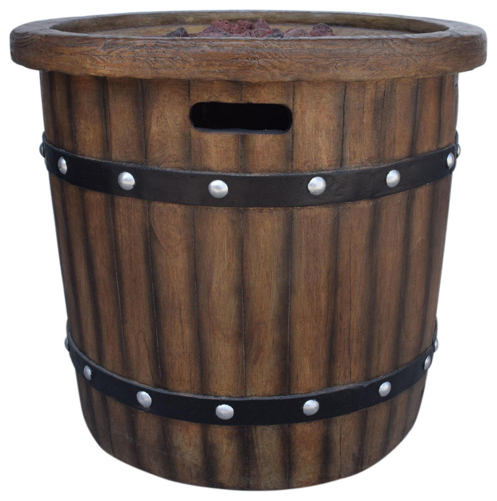 GDF Studio Muriel Outdoor 25" Concrete Round Fire Pit 40K BTU, Dark Brown