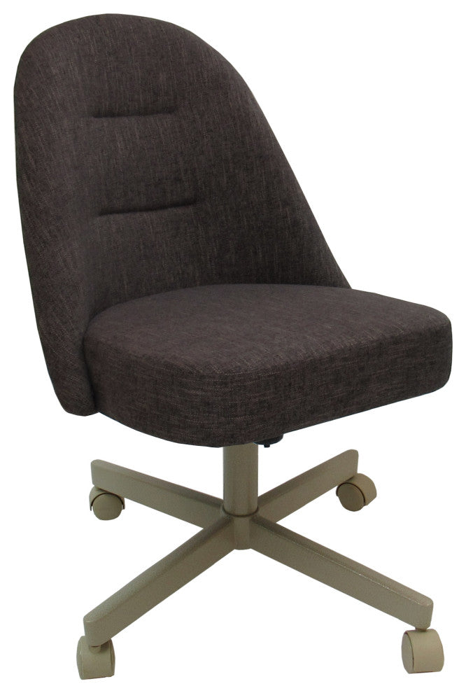 M-235 Dinette Swivel Metal Caster Chairs - Clear Glass, Sanora Brown - Beige, Cr