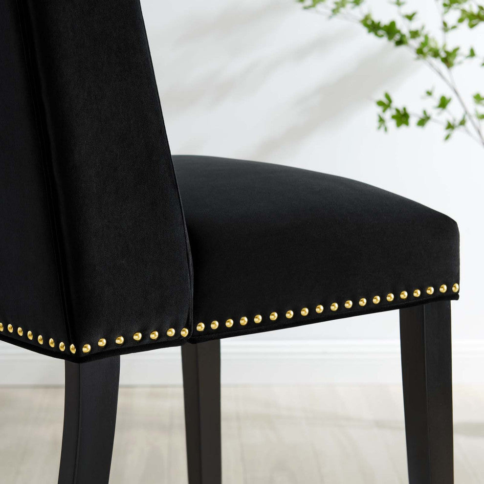 Dining Chair, Nailhead, Set of 2, Black, Velvet, Modern, Bistro Hospitality