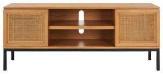 Safavieh Zadie 2 Shelf Rattan Media Stand, Natural/Black