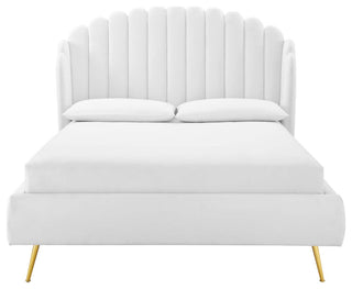 Lana Queen Performance Velvet Wingback Platform Bed
