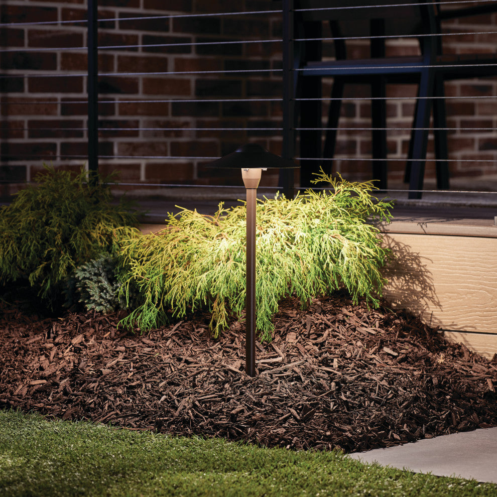 Textured Architectural Bronze 21" Cone Path and Spread 1-Light 12V
