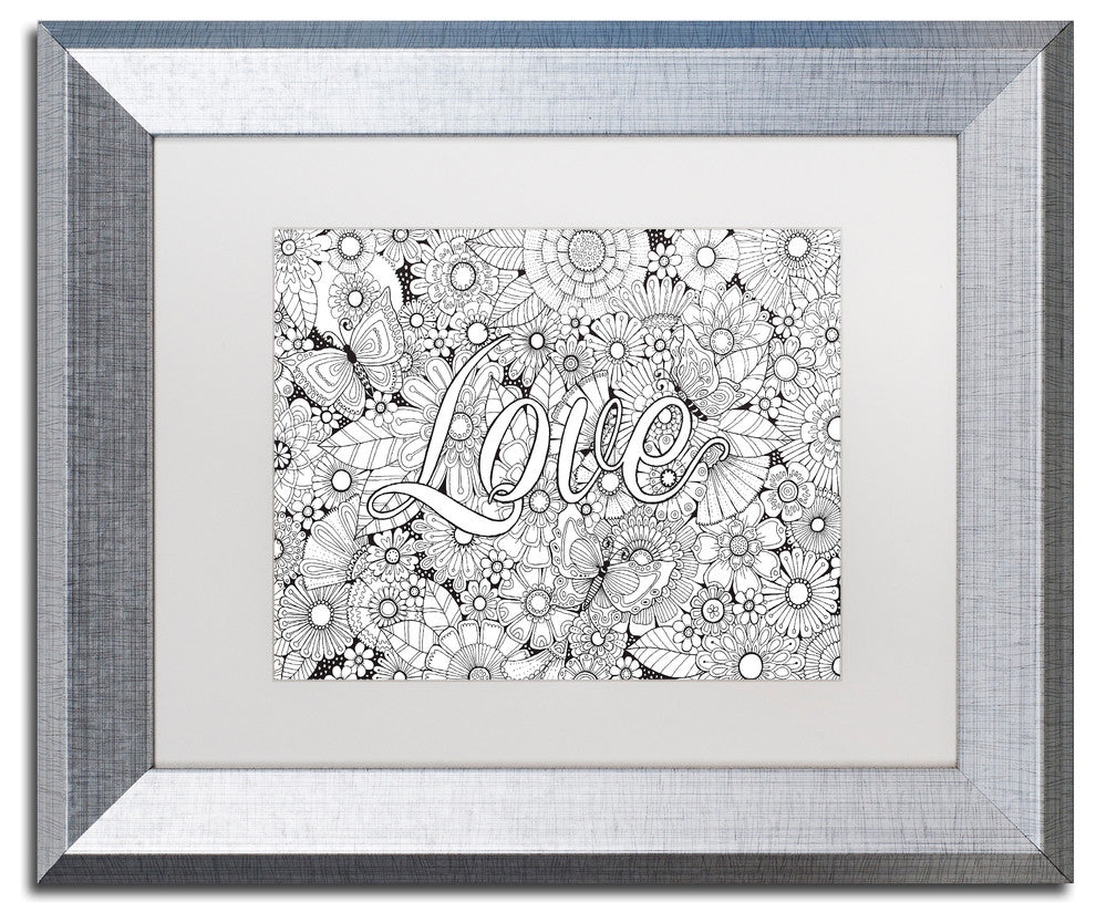 Hello Angel ''Love in the Garden'' Art, Silver Frame, White Mat, 14x11