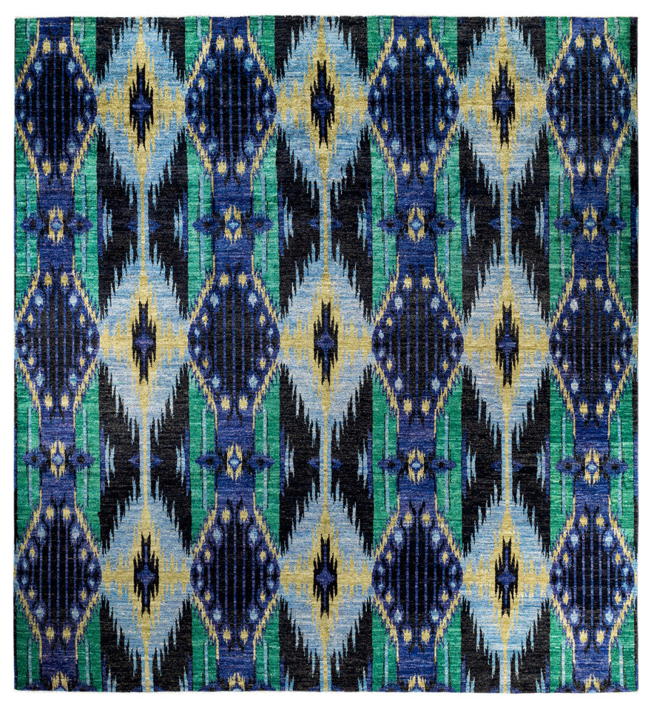 Modern, One-of-a-Kind Handmade Area Rug Black, 12' 5" x 11' 10"
