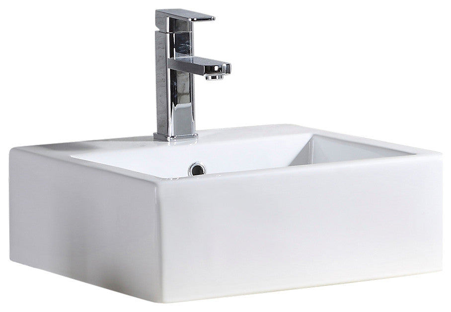 Fine Fixtures Square Vessel Sink Vitreous China With Overflow