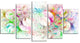 Snow Fractal Ornamental Glass, Contemporary Canvas Art Print, 60"x32", 5 Panels