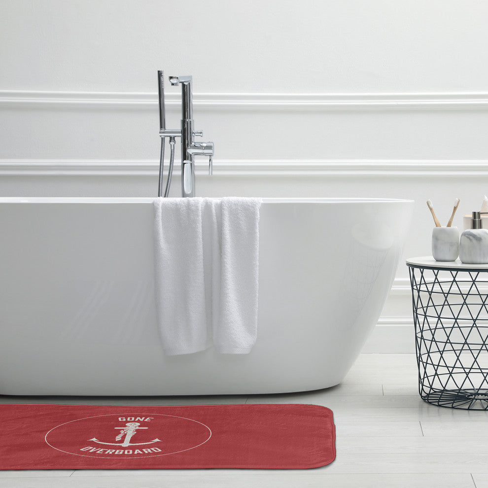 34" x 21" Gone Forever Overboard Bathmat, Ligonberry Red