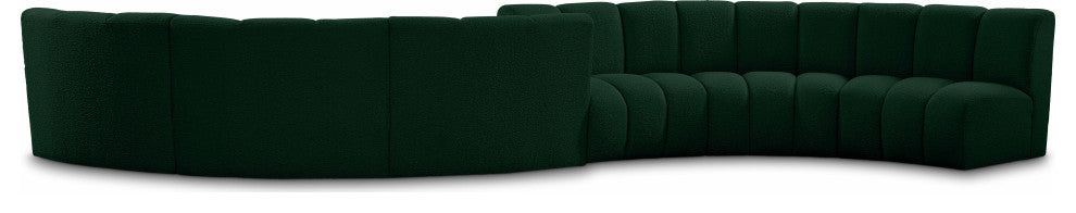 Infinity Boucle Fabric Upholstered 6-Piece S-Shaped Modular Sectional, Green