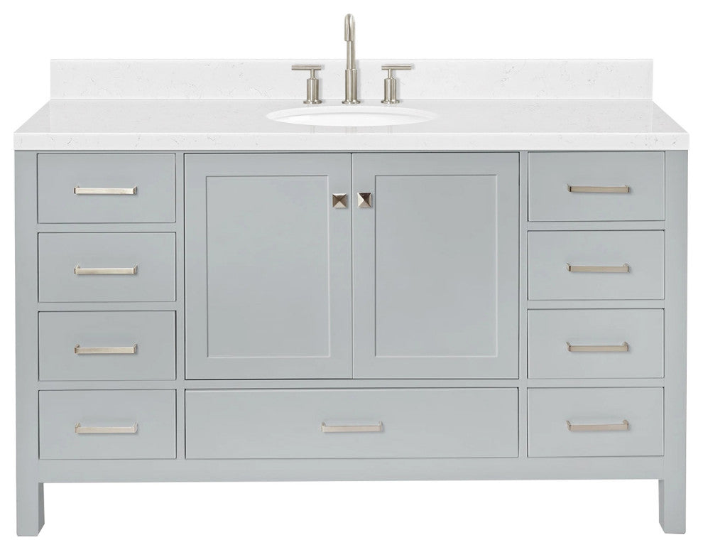 Ariel Cambridge 60" Single Sink Vanity, Carrara Quartz, Oval