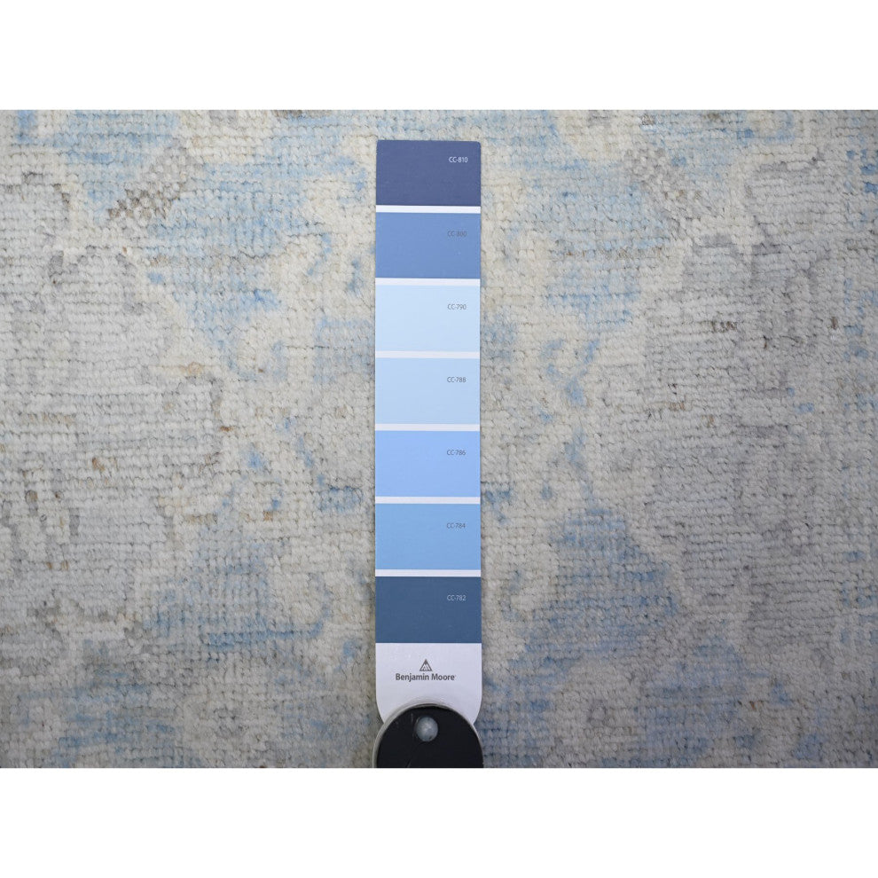 Carolina Blue Wool Hand Knotted Finer Peshawar XL Runner Oriental Rug 2'8"x16'2"