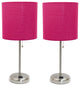 LimeLights Stick Lamp with Charging Outlet and Fabric Shade Two Pack Set