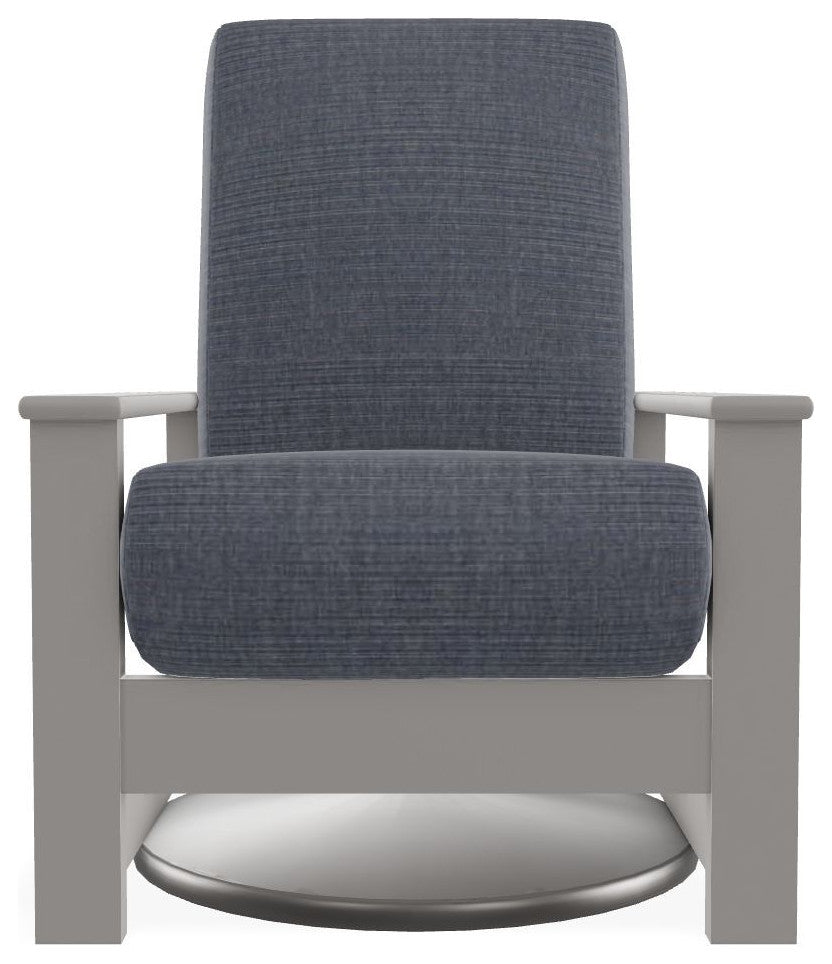 Leeward Deep Seat Outdoor Hidden Swivel Rocker, Proven Denim/Warm Gray