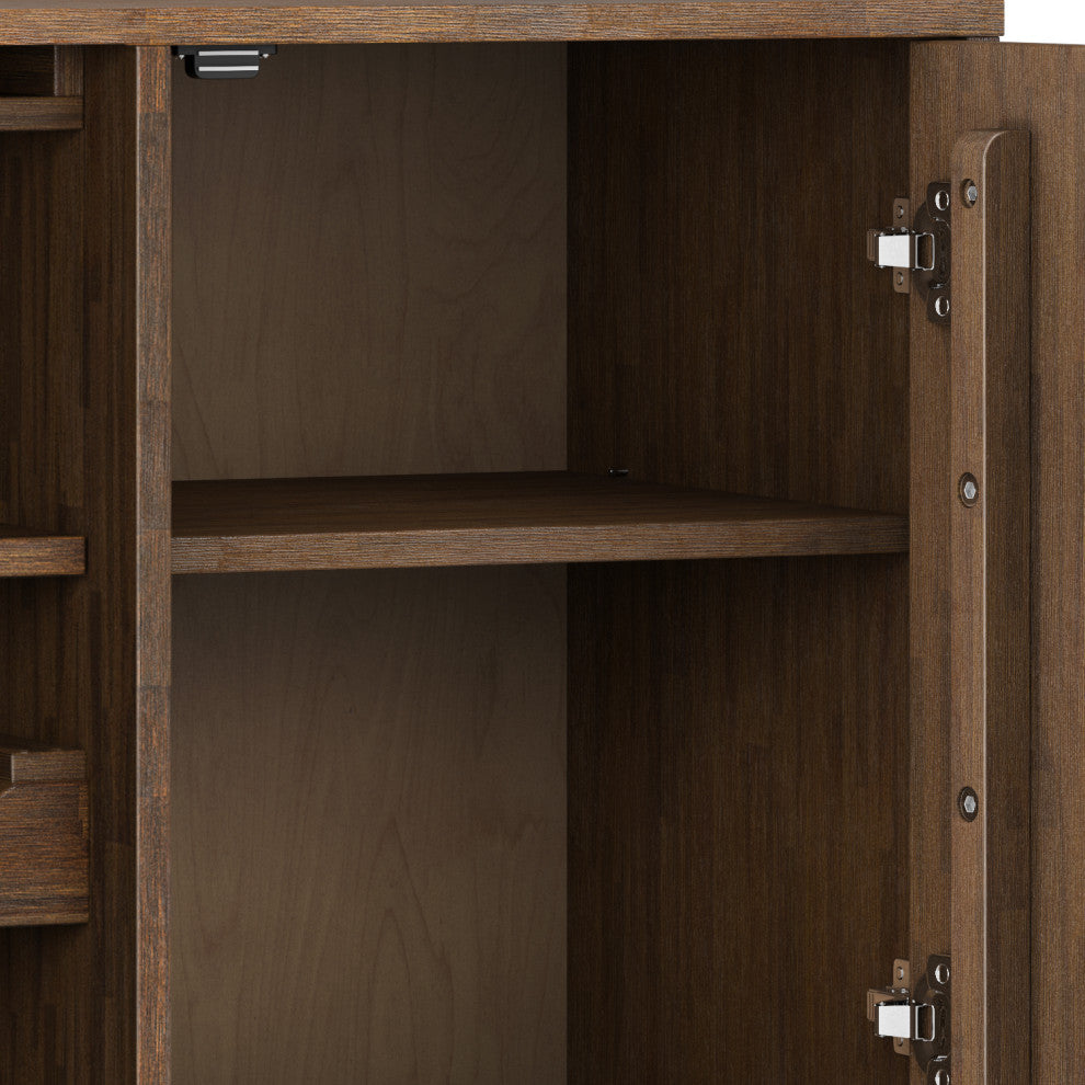 Clarkson Solid Acacia Wood Wine Cabinet, Rustic Natural Aged Brown