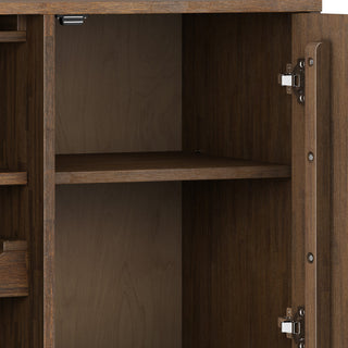 Clarkson Solid Acacia Wood Wine Cabinet, Rustic Natural Aged Brown