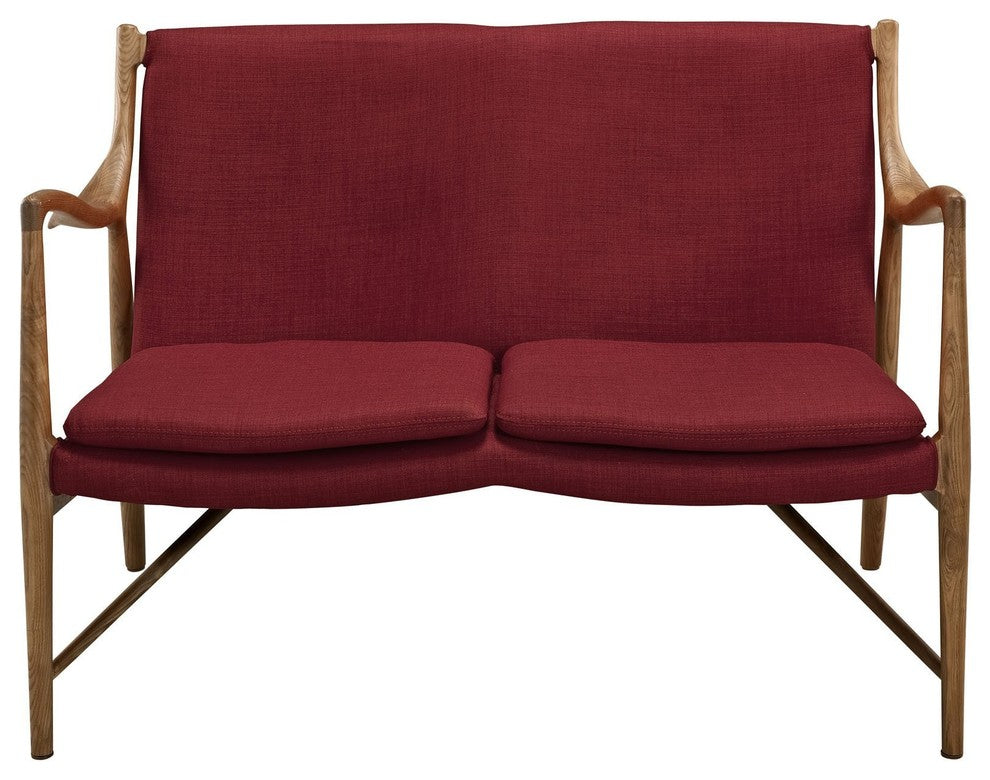 Modway Makeshift Upholstered Loveseat, Maple Red