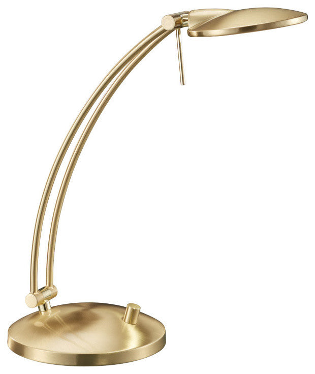 Dessau Arch LED Desk and Reading Lamp, Satin Brass