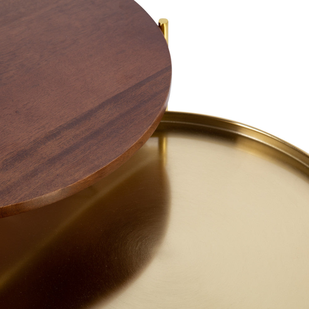 Ulani Round Metal Accent Tables, Walnut Brown