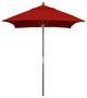 6' Square Push Lift Wood Umbrella, Sunbrella, Jockey Red