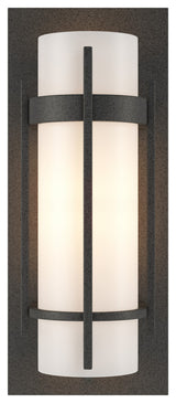 Banded with Bar Sconce, Natural Iron Finish, Opal Glass