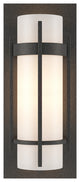 Banded with Bar Sconce, Natural Iron Finish, Opal Glass