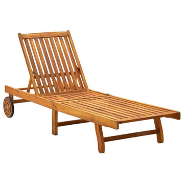 vidaXL Sun Lounger Outdoor Chaise Lounge Chair with Cushion Solid Wood Acacia