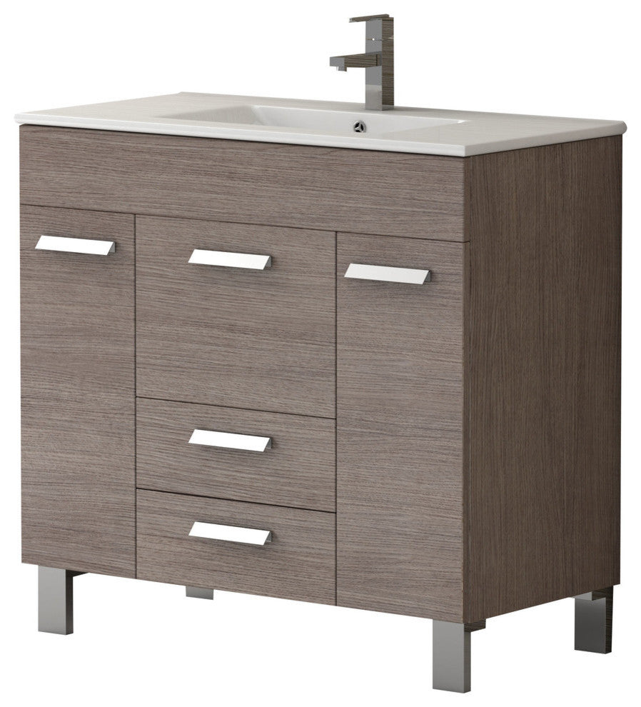 Eviva Venus 36" Vanity With Sink, Medium Oak