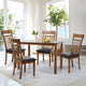 Set of 2 Classic Style Solid Wood Warm Dining Chairs, Medium Brown/Pu Leather