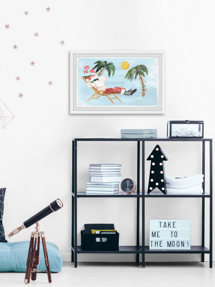 "Santa Goes on Vacation" Framed Painting Print, 12x8