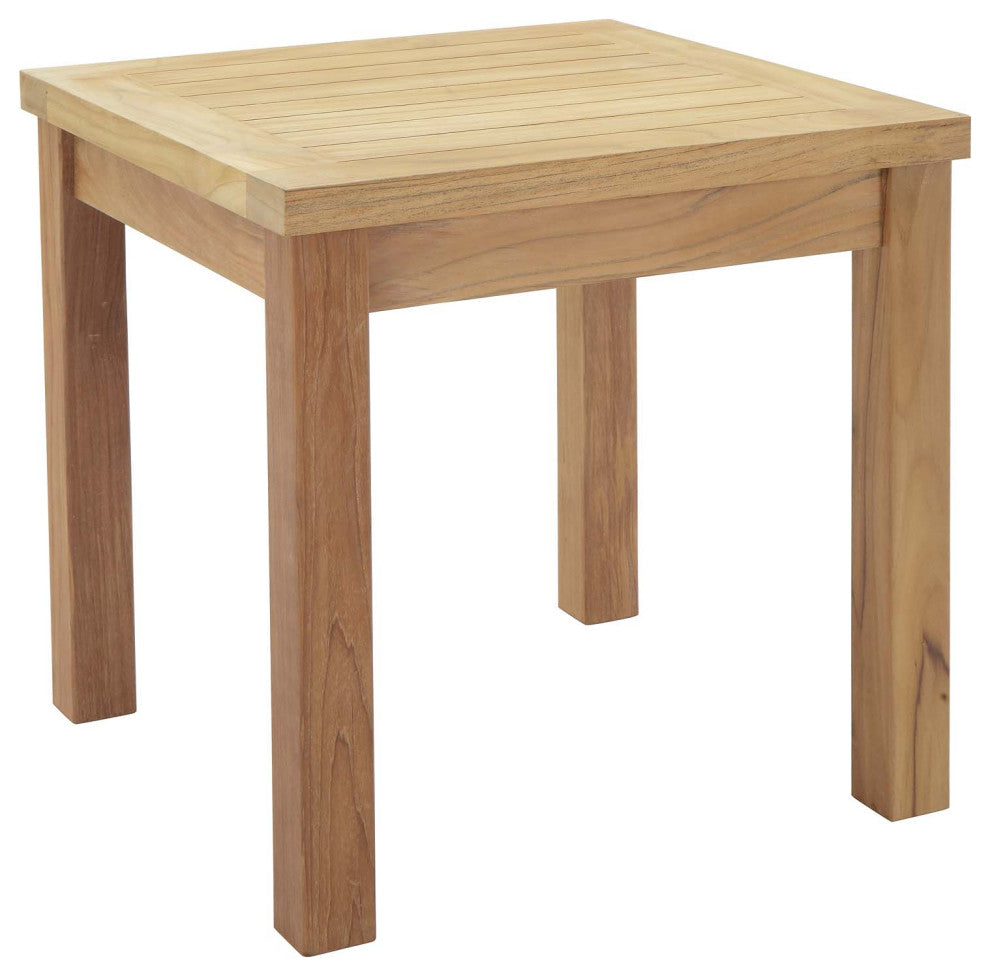 Marina Outdoor Premium Grade A Teak Wood Square Side Table, Natural