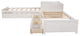 Twin Wood Frame Platform Bed with Trundle and Drawers , White, Twin