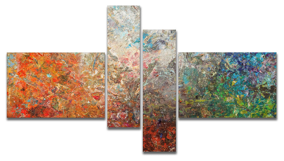 Board Stained Abstract Art, Abstract Canvas Art Print, 60"x32", 4 panels