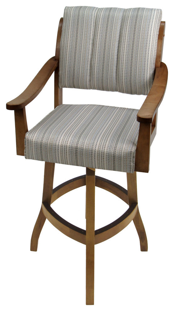 Swivel Counter Wood Bar Stool Casa on S-Base, Natural Fun and Light Oak, 34"